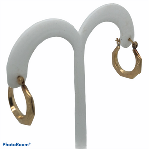 14K Yellow Gold Engraved Hoop Earrings  SI0075
