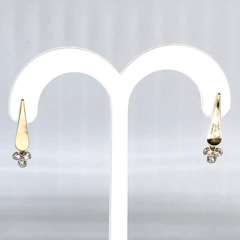14K Yellow Gold Hand Forged Diamond Dangle Earrings CE0002