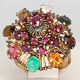 Vintage 18K Harem Ring with Semi-Precious Stones CR0049