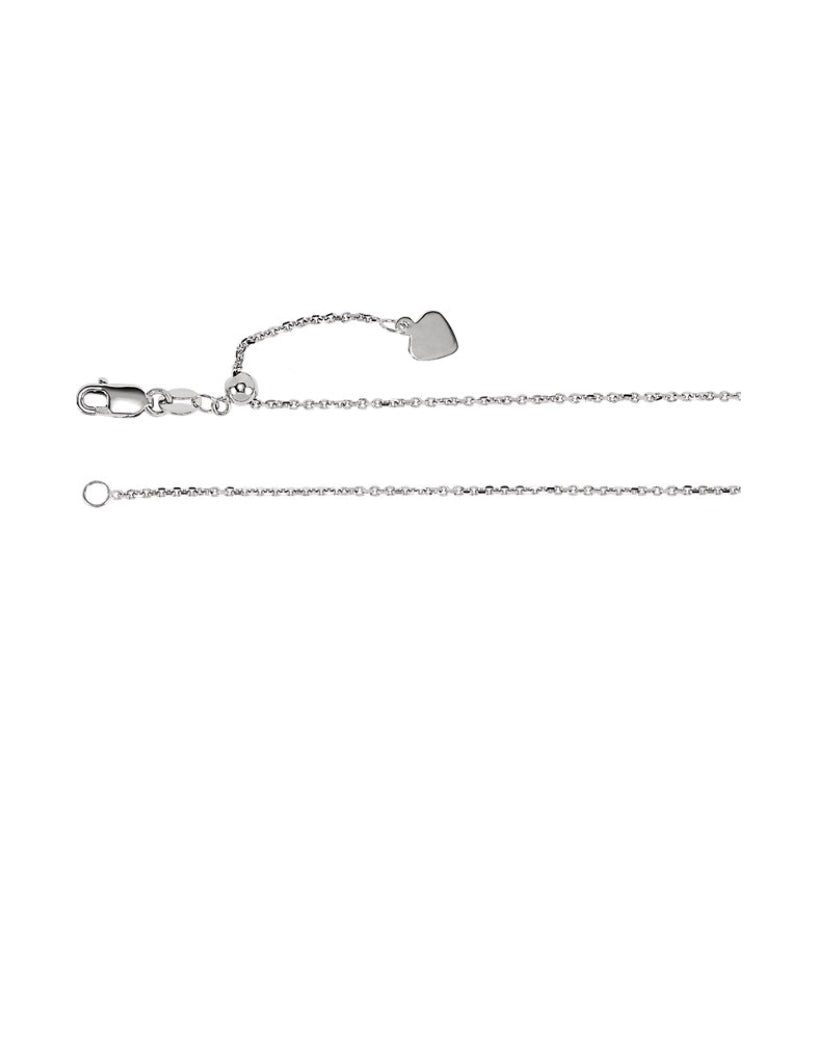 Sterling Silver 30” Adjustable Cable Chain