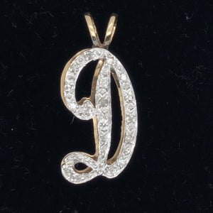 14K Yellow Gold Initial D Diamond Pendant  CPend0067