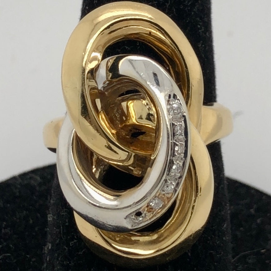 Modern 14K Yellow Gold and White Gold Loop Ring  CR0298