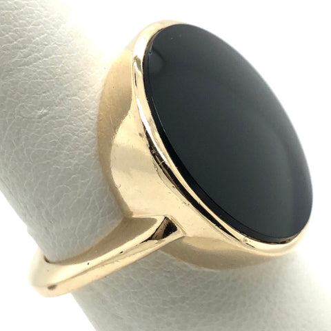 14K Yellow Gold Ring with Round Onyx  CR0283