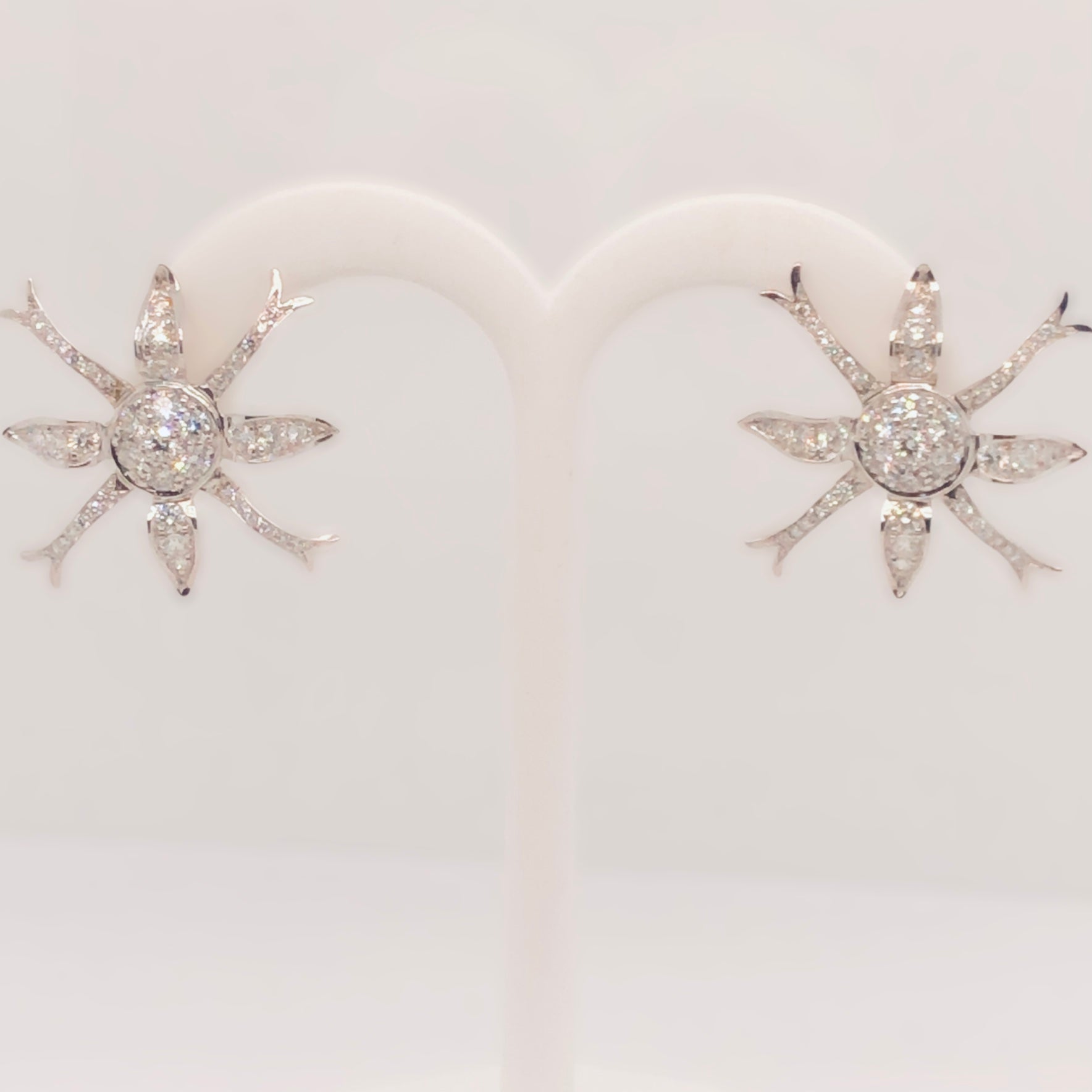 18K White Gold Faraone & Mennella Diamond Snowflake Earrings  CE0141