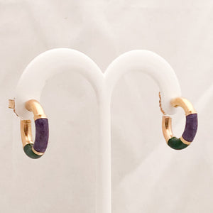 14K Yellow Gold Enamel Hoop Earrings   CE0100