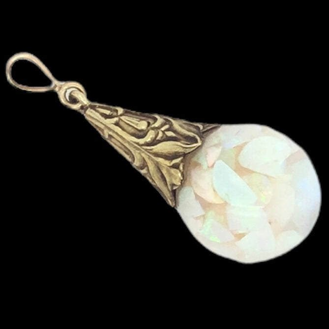 1930's 14K Yellow Gold Floating Opal Pendant  CPend0064