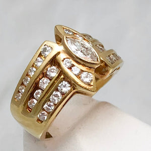 18K  Yellow Gold Marquise Diamond in Center, Channel Accents and on Shank    CR0101
