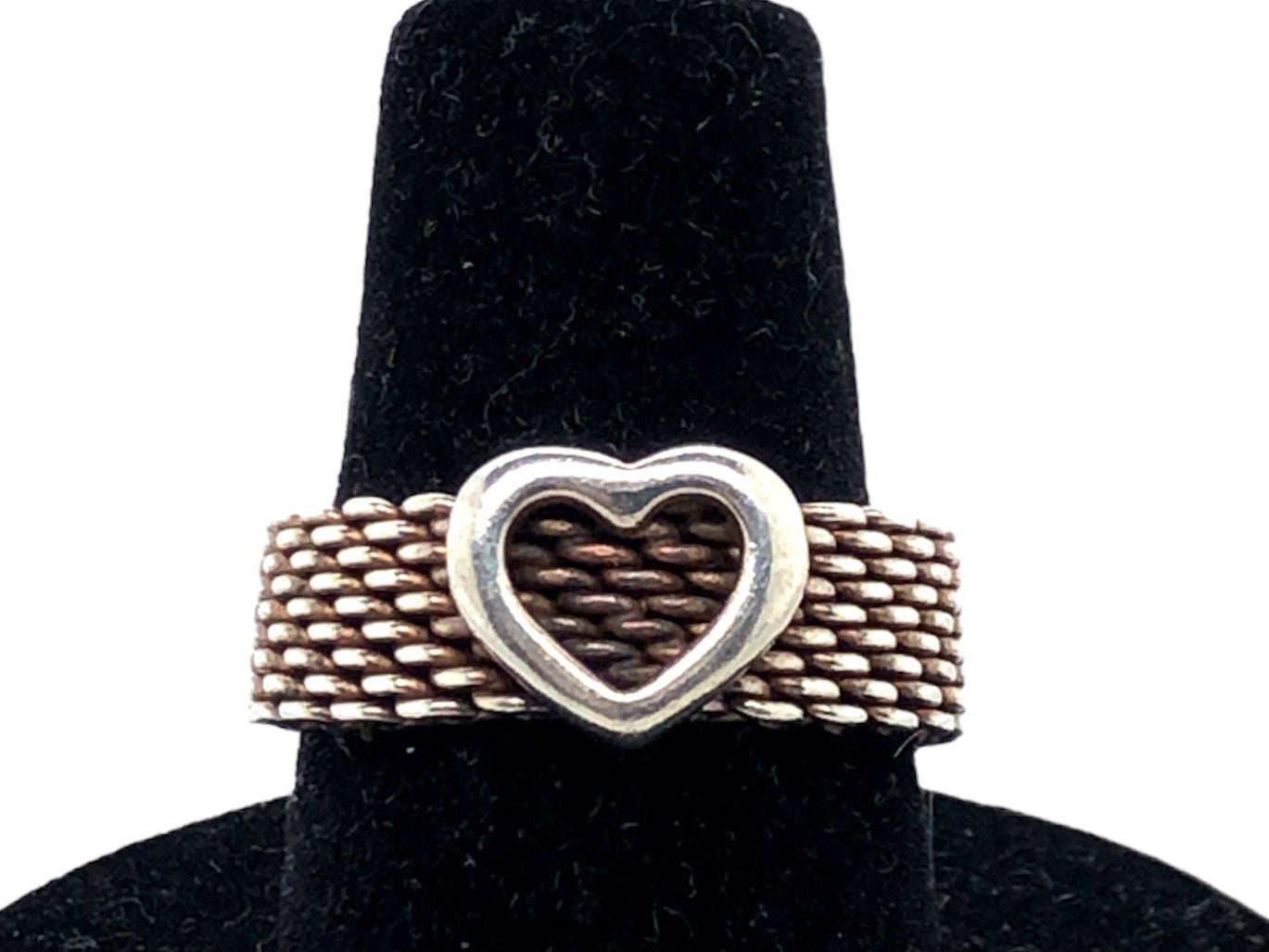 Tiffany Sterling Silver Mesh Heart Ring  CR0226