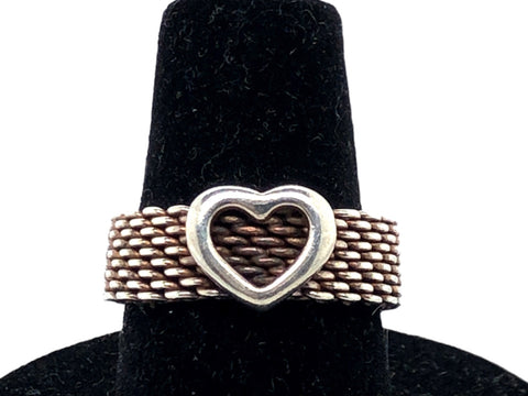 Tiffany Sterling Silver Mesh Heart Ring  CR0226