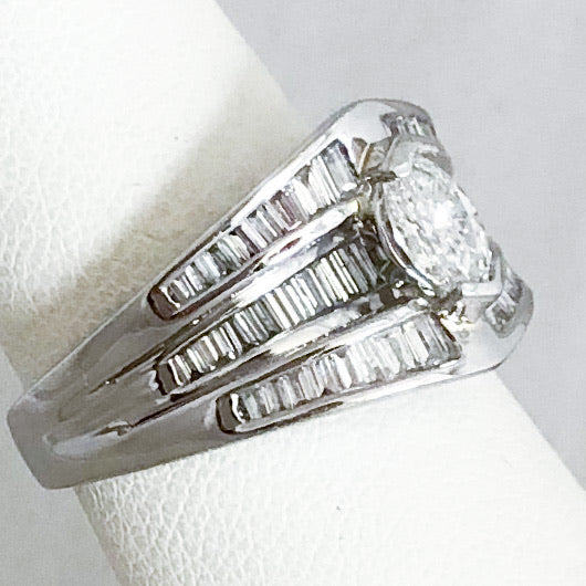 Platinum Marquise Diamond & Channel Ring   CR0156