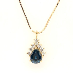 14K Yellow Gold Sapphire and Diamond Necklace  CN0107