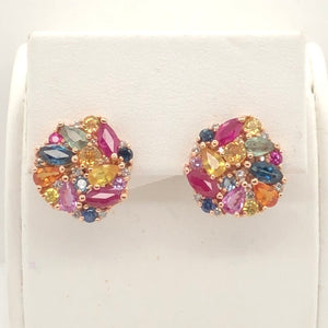 14K Rose Gold Multi Colored Gemstone Earrings  CE0214