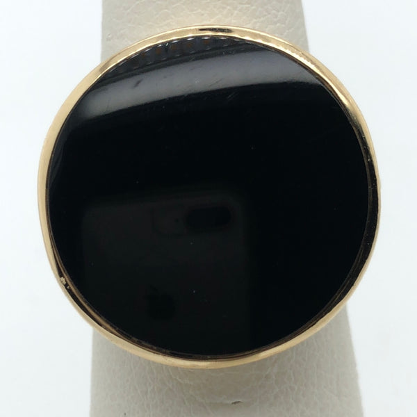 14K Yellow Gold Ring with Round Onyx  CR0283