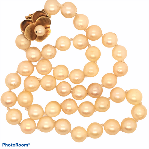 Vintage Pearl Necklace - Strand of 8mm Uniform Pearls  CN0069