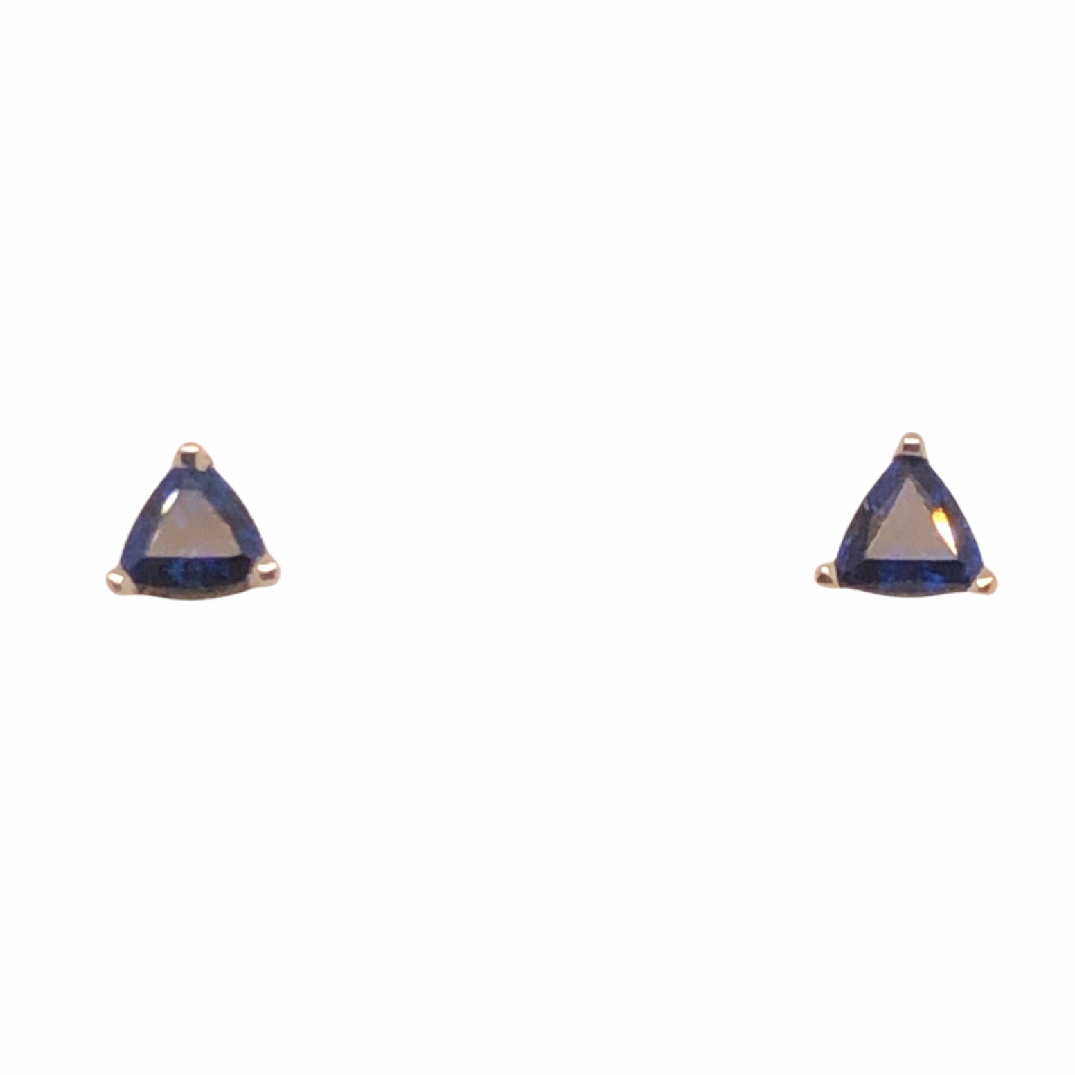 14K White Gold Trillion Blue Sapphire Stud Earrings  CE0147