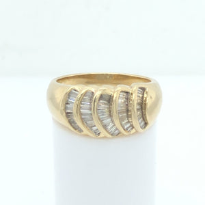 14K Yellow Gold Ring with Vertical Channel Set Diamonds  CR0218