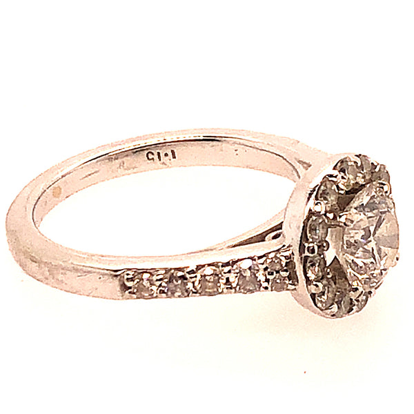 14K White Gold Diamond Halo Engagement Ring  CR0210