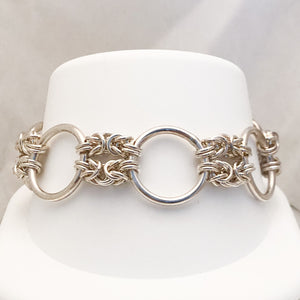 Sterling Silver Large Circle Chain Bracelet   JSI0120