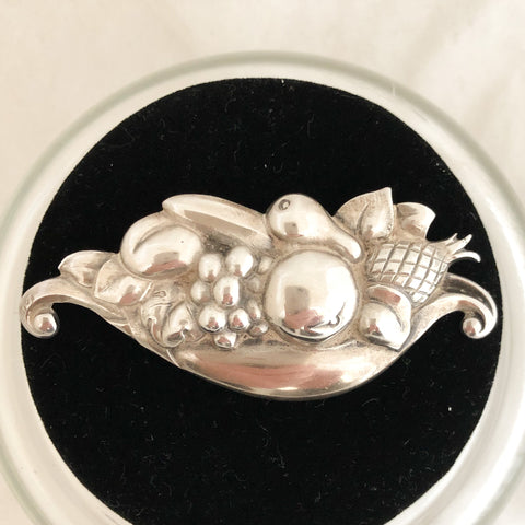 Sterling Silver Large Bowl of Fruit Pin   CP0014