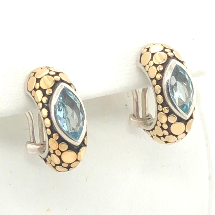 John Hardy Sterling Silver Blue Topaz Earrings  CE0224