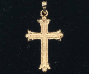 14K Yellow Gold Ornate Cross   CPend0057