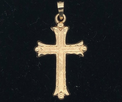 14K Yellow Gold Ornate Cross   CPend0057