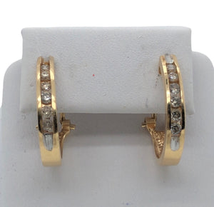 14K Yellow Gold Hoops with Diamonds  SI0386