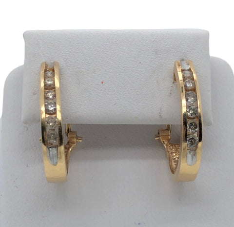 14K Yellow Gold Hoops with Diamonds  SI0386