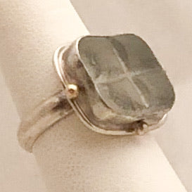 Sterling Silver Etched Glass Ring   CR0169