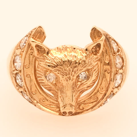 Handmade14K Fox Ring with Diamonds  CR0198