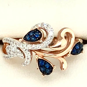 14K Rose Gold Ring with Diamonds & Sapphires  CR0277