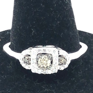 14K White Gold Ring with Light Brown Diamonds  CR0256