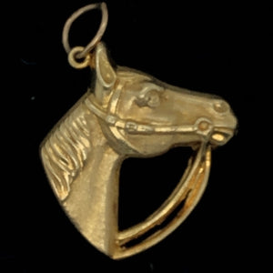 14K to 18K Yellow Gold Horsehead Charm   CPend0060