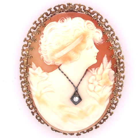 14K Yellow Gold Cameo - Figure Wearing Necklace  CP0051