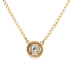 14K Yellow Gold with Bezel Set Diamond Necklace  CN0098