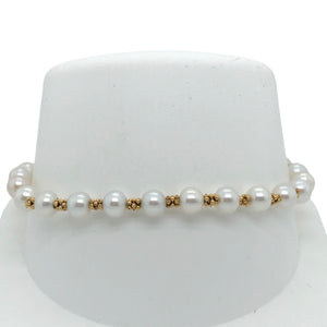 14K Yellow Gold Pearl Bracelet with Gold Beads  SI0388