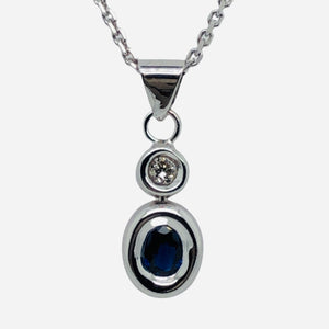 14K and 18K White Gold Blue Sapphire and Diamond Necklace  SI0390