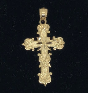 14K Yellow Gold Ornate Cross   CPend0056