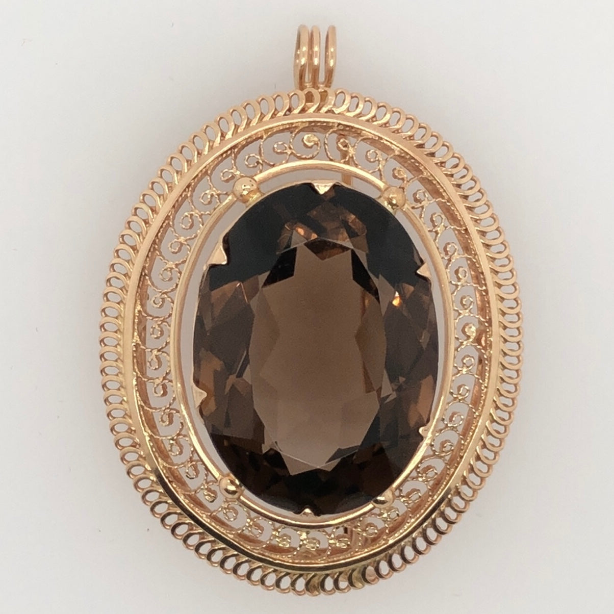 14K Rose Gold Pin/Pendant with Large Oval Smokey Topaz  CPend0071