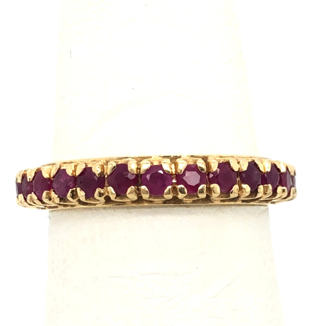 18K Yellow Gold Eternity Band with Red/Pink Stones  CR0288