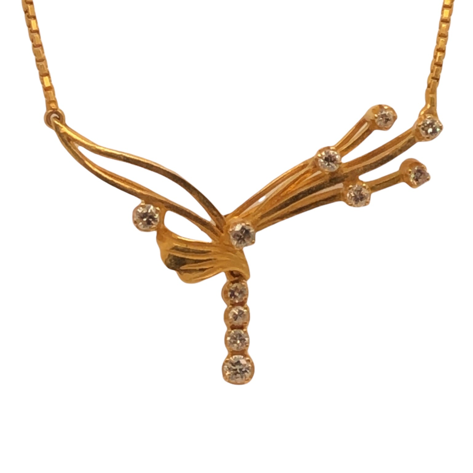22K Yellow Gold Necklace with Diamonds  CN0078