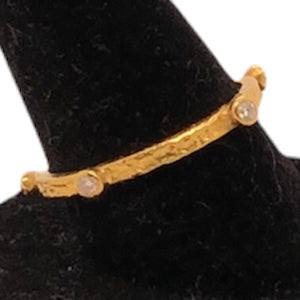 24K Yellow Gold Band with Five Diamonds  CR0252