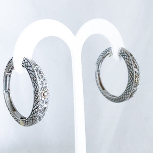 Sterling Silver & 18K White Gold Hoop Earrings   CE0086