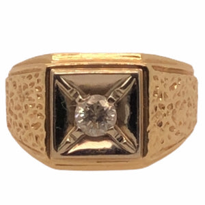 14K Yellow Gold/White Gold Diamond Ring with Square Setting  CR0237