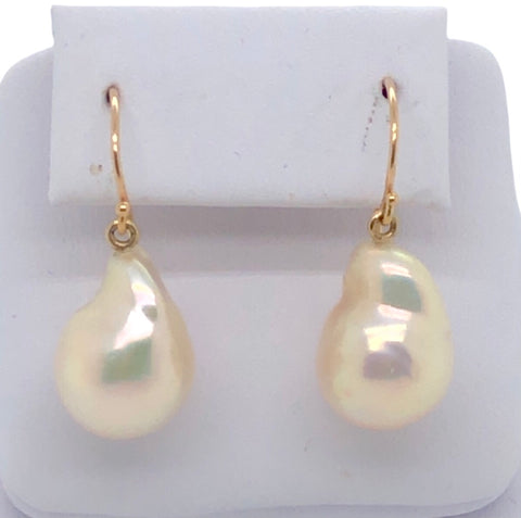 14K Yellow Gold Baroque Pearl Earrings  CE0144