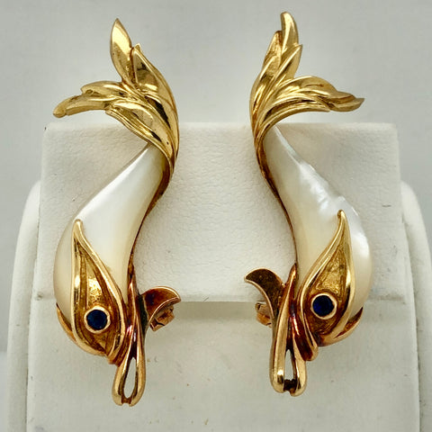 18K Yellow Gold Fish Earrings  CE0228