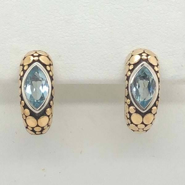 John Hardy Sterling Silver Blue Topaz Earrings  CE0224