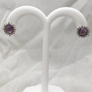 Sterling Silver Purple Stone on Posts   CE0048