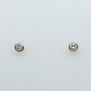 14K White Gold Bezel Set Diamond Stud Earrings  CE0172
