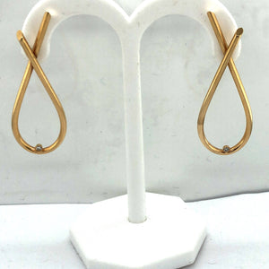 14K Yellow Gold Long Hoop & Diamond Earrings  CE0139
